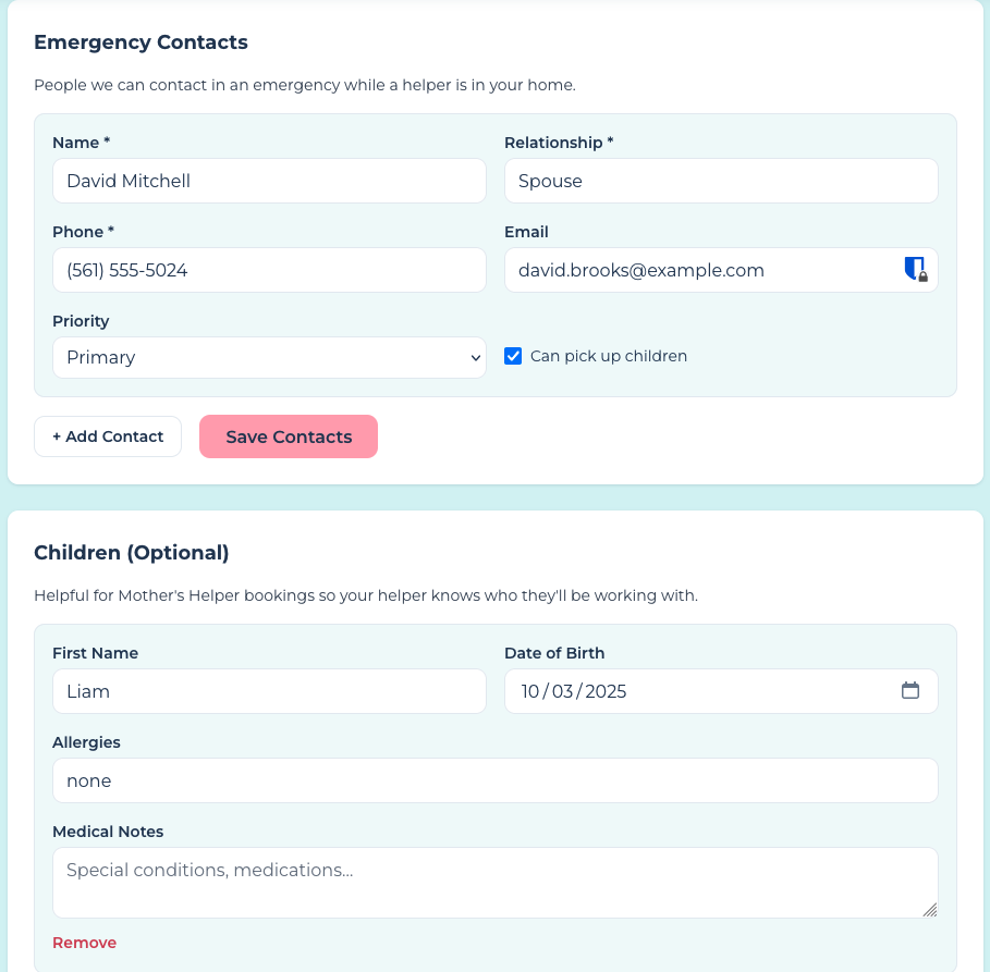 Set up your family profile